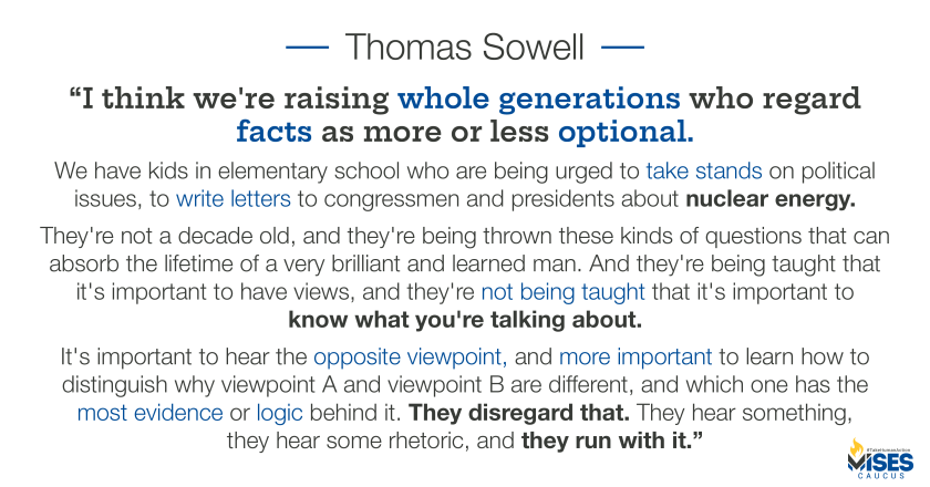 W1231: Thomas Sowell - We're Raising  Kids Who Regard Facts as Optional